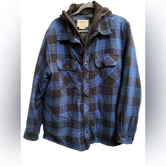 BOSTON TRADERS Men’s LG Blue Blk
Quilted Lining Snap Zip Jacket Coat Shacket EUC - Picture 8 of 16